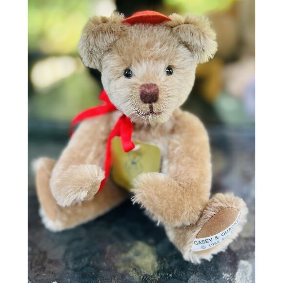 Casey Bear From “Casey and Quackers" by Sue Foskey Mohair Jointed 7.5” Hat 1988 - Picture 1 of 7